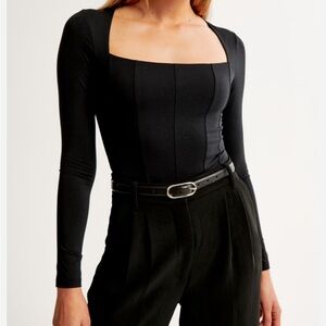 Abercrombie & Fitch Black Long Sleeve Top corset details